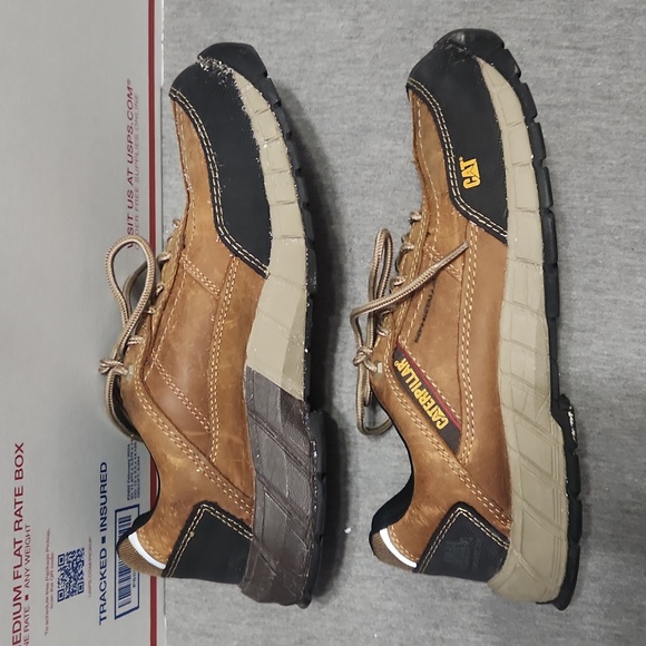 CATERPILLAR Men's Brown Leather Composite Toe Work Shoes Sneakers Low-Top Boots - Picture 10 of 17